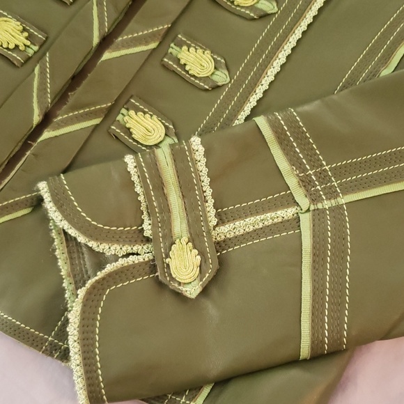 NWOT Pamela McCoy Military Inspired Leather Jacket - Picture 8 of 8